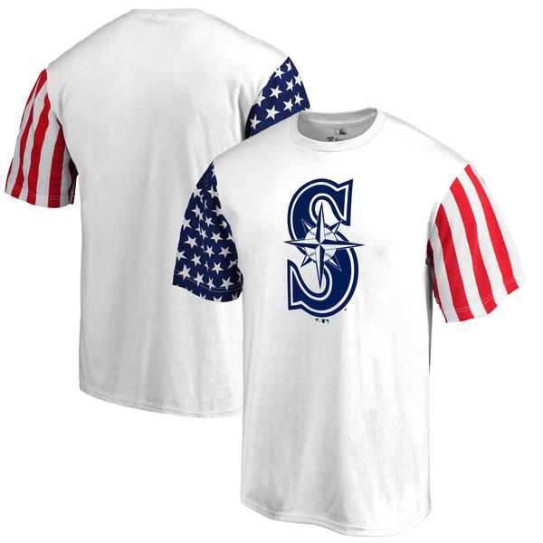 Men's Seattle Mariners Fanatics Branded Stars & Stripes T-Shirt White FengYun,We sell and wholesale Men's Seattle Mariners Fanatics Branded Stars & Stripes T-Shirt White FengYun on line form chian!
